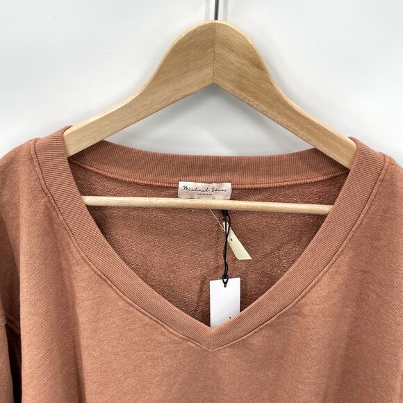 MICHAEL STARS NWT Camila V Neck Sweatshirt in Terracotta // XL - Picture 6 of 13